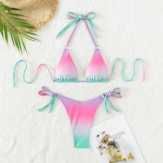 Damen Triangel-Bikini mit individuell anpassbarem Bindesystem und modischem Farbverlauf EB