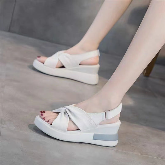 Damen Wedge-Sandalen mit modischem Knoten-Design und flexiblem Fußbett EB