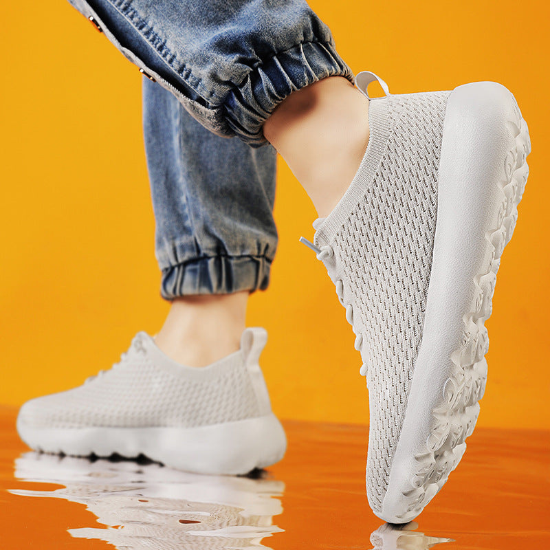 Unisex atmungsaktive Strick‑Slip-On Sneaker mit elastischem Schaft, Zuglasche und gedämpfter Leichtsohle EB