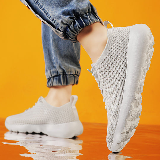 Unisex atmungsaktive Strick‑Slip-On Sneaker mit elastischem Schaft, Zuglasche und gedämpfter Leichtsohle EB