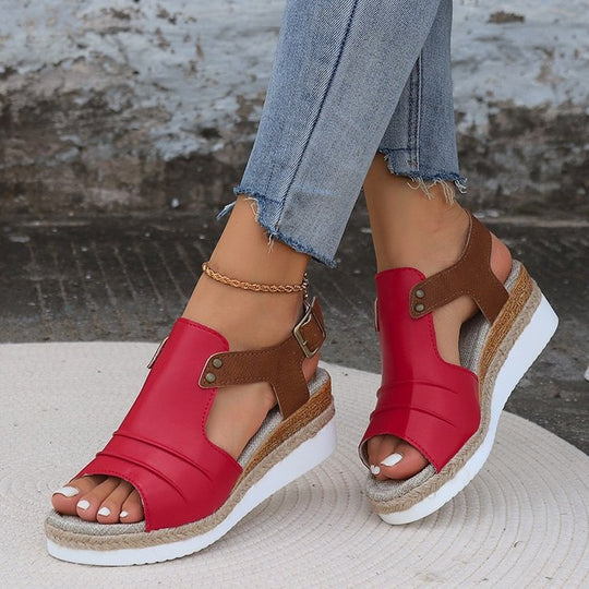 Damen Wedge-Sandalen mit modischem Verschluss und komfortablem Fußbett EB