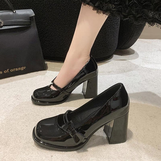 Damen elegante Mary Jane High Heels mit Blockabsatz EB