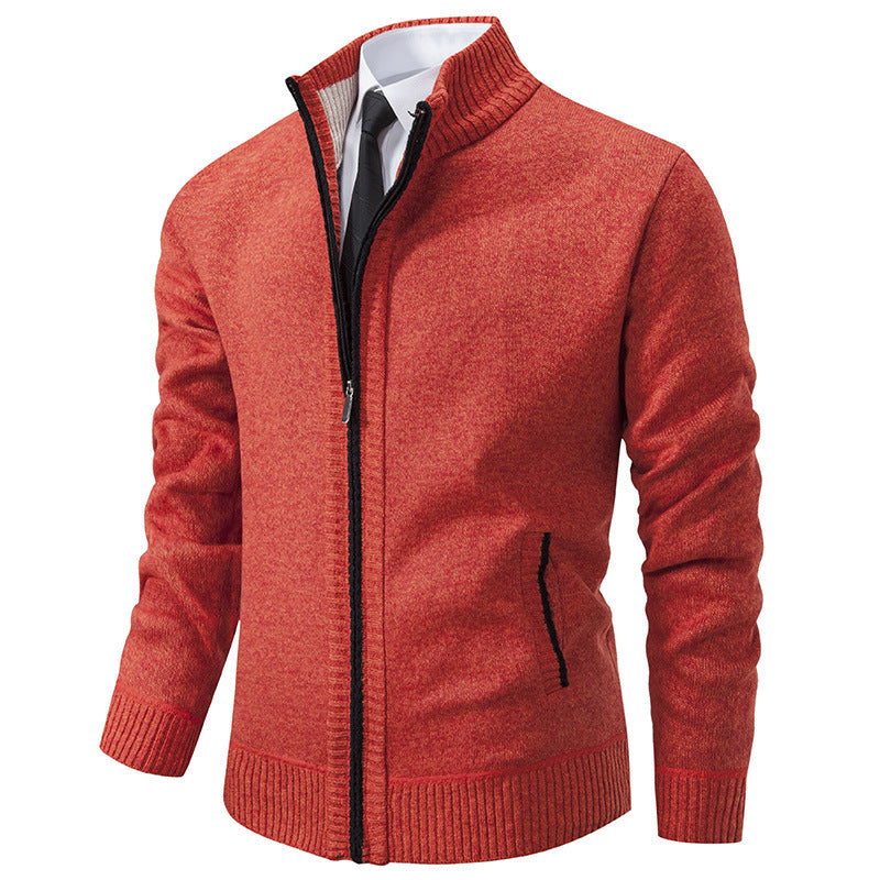 Herren sportliche Strickjacke mit Stehkragen und Reißverschluss EB
