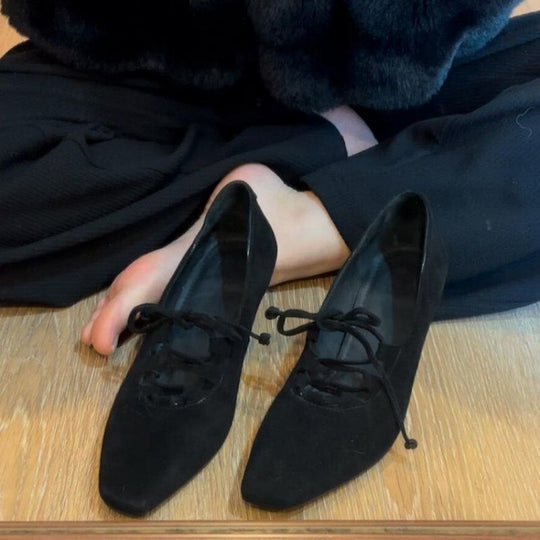 Damen elegante Schnürpumps mit modischem Riemchen-Design EB