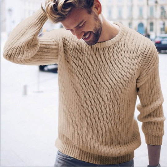 Herren Grobstrickpullover mit modernem Rippenmuster und lässigem Schnitt EB