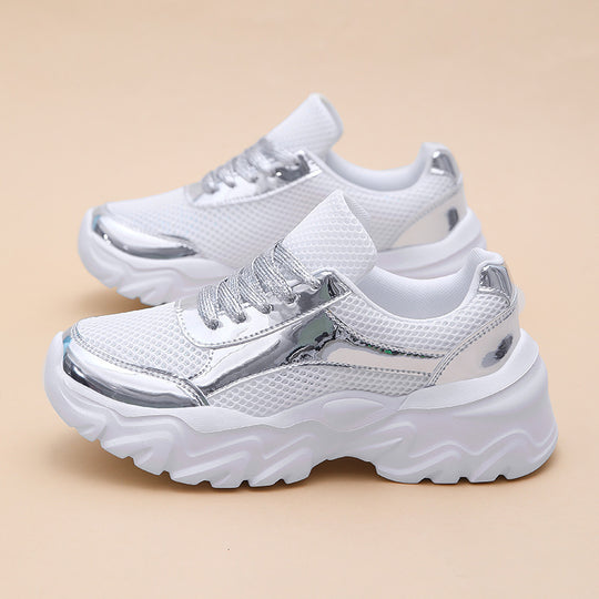 Damen Sportliche Sneakers mit metallischer Oberfläche und optimaler Dämpfung EB