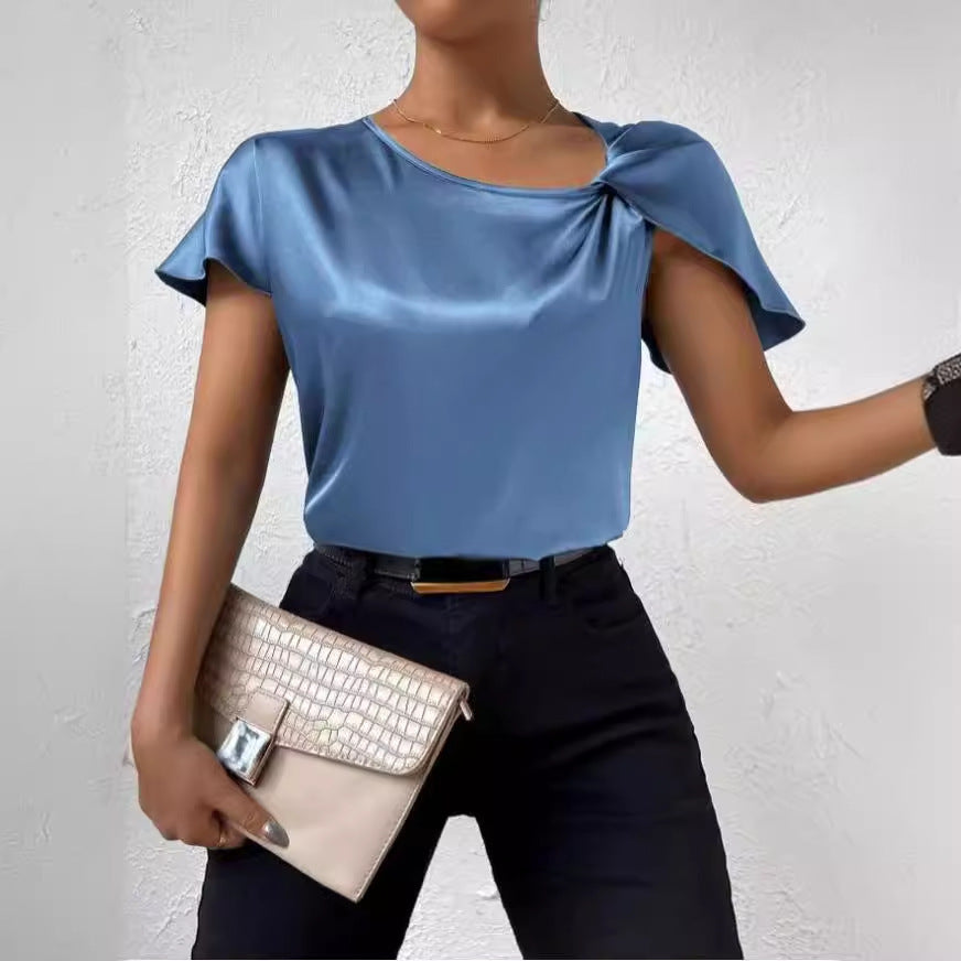Damen Luxuriöses Oberteil mit asymmetrischem Ärmeldesign EB