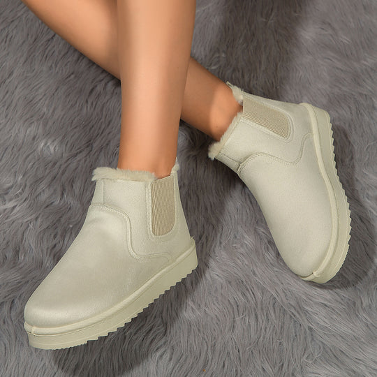 Damen  Chelsea-Boots mit warmem Teddyfutter, elastischem Seiteneinsatz und rutschfester Profilsohle EB