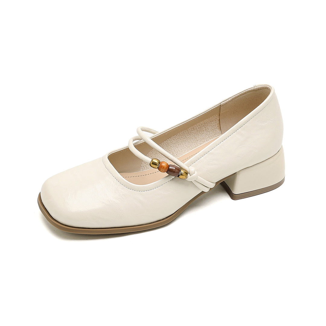 Damen Ballerinas mit dekorativem Riemchen und bequemer Blockabsatz EB