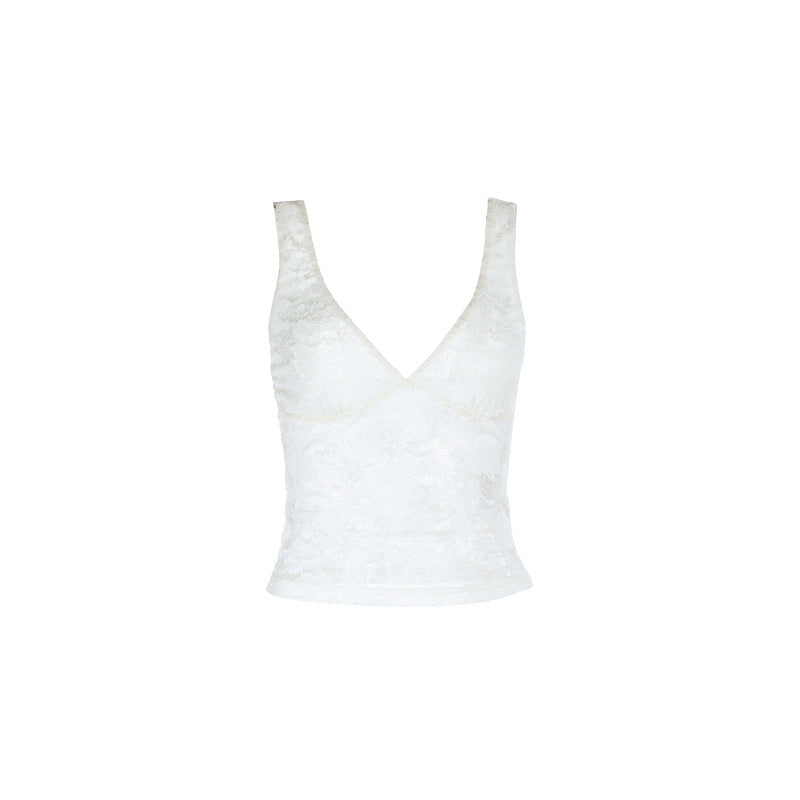 Damen Spitzencamisole mit tiefem V-Ausschnitt und enganliegendem Schnitt EB
