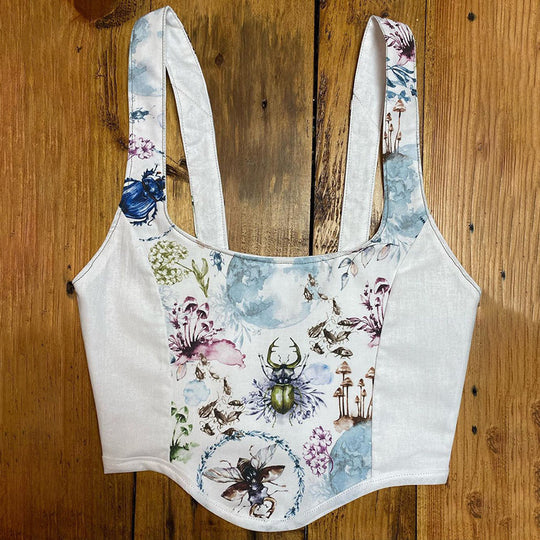 Damen Crop Top mit kunstvollem Flora-Design und verstellbaren Trägern EB