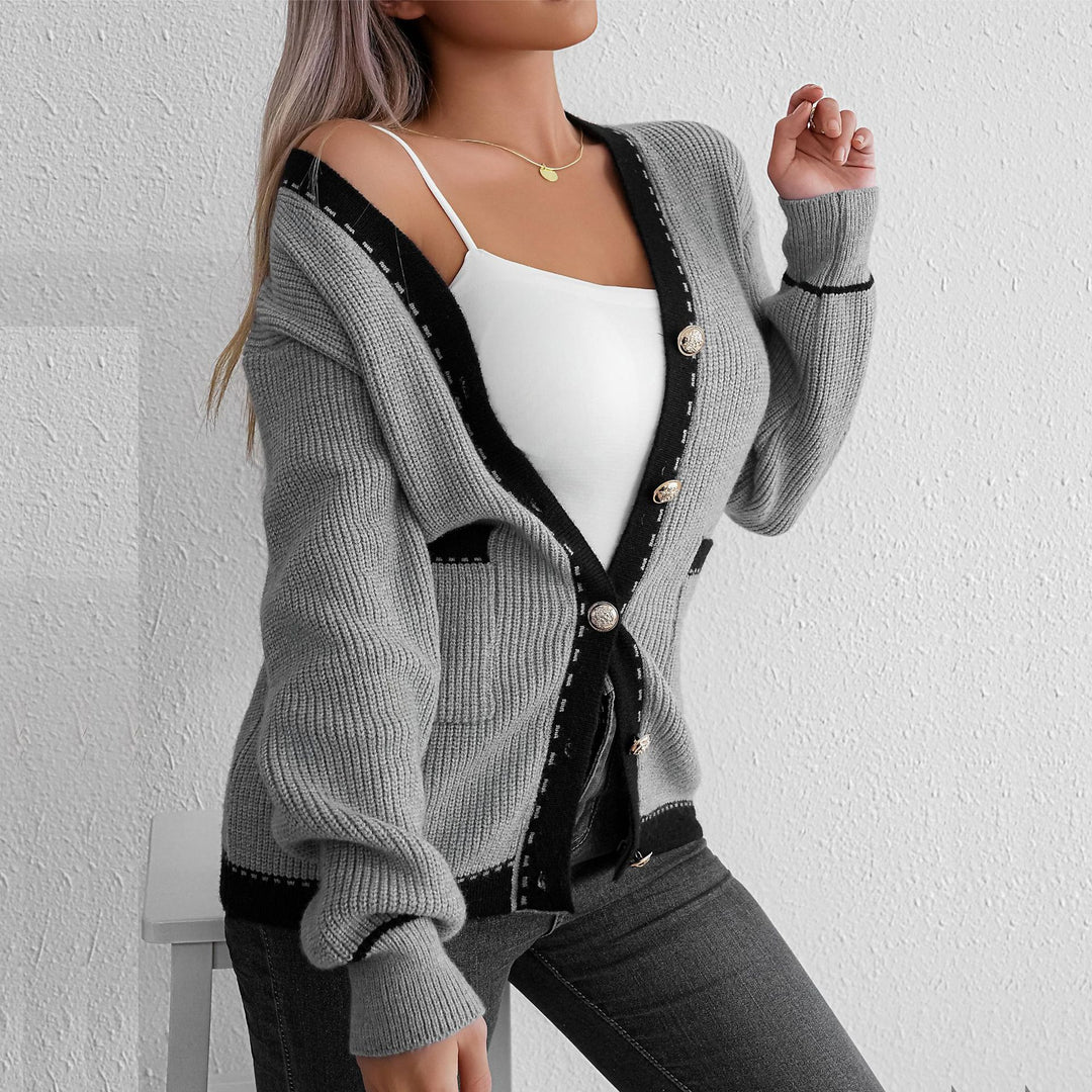 Damen Strickjacke mit dekorativen Knöpfen und feinem Strukturdesign EB