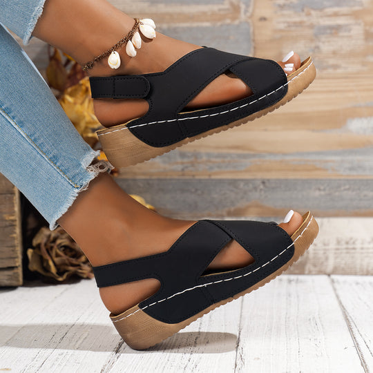 Damen Bequeme Sandalen mit Cross-Over-Riemen und Komfortsohle EB