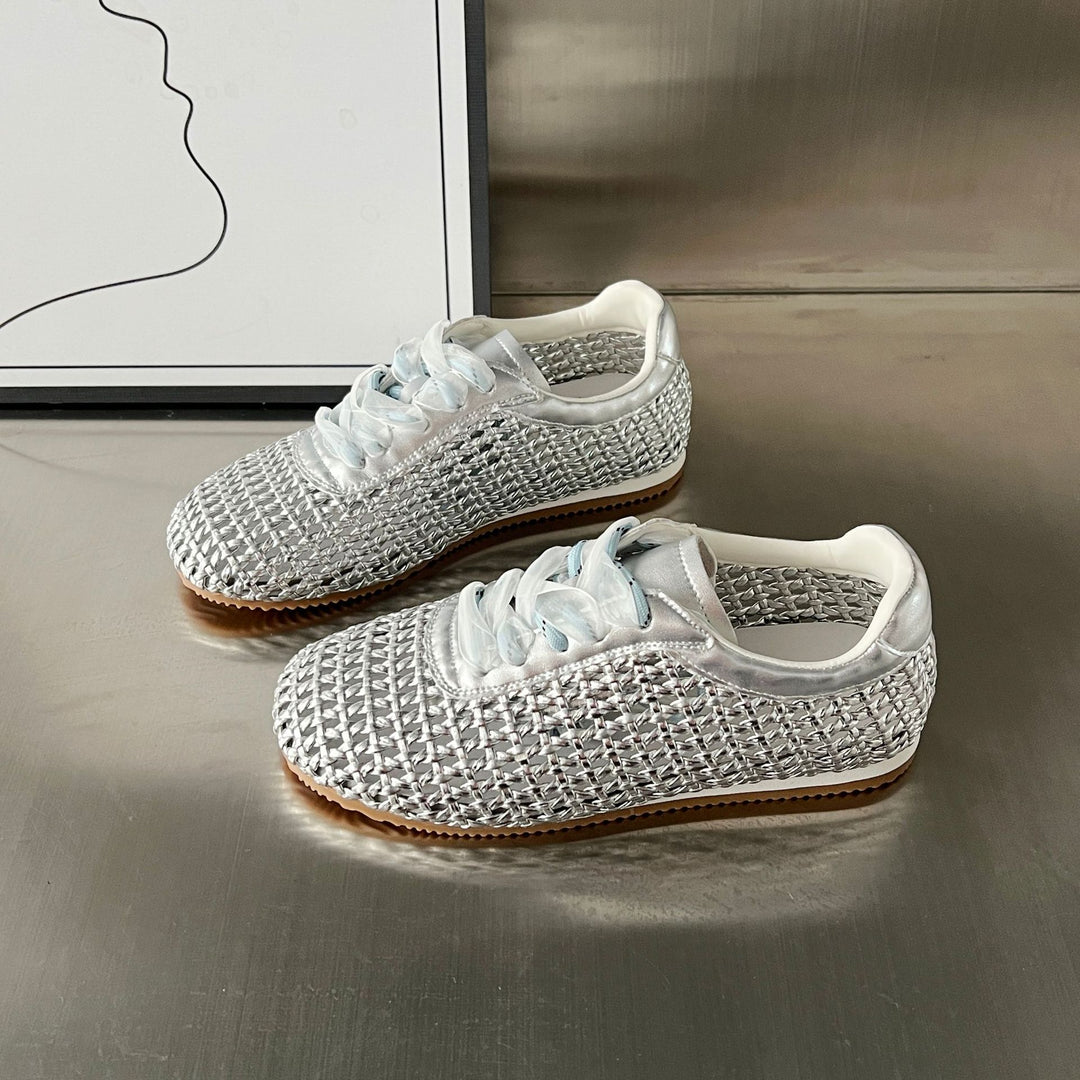 Damen Atmungsaktive Lace-Up Sneakers mit modischem Netzdesign EB