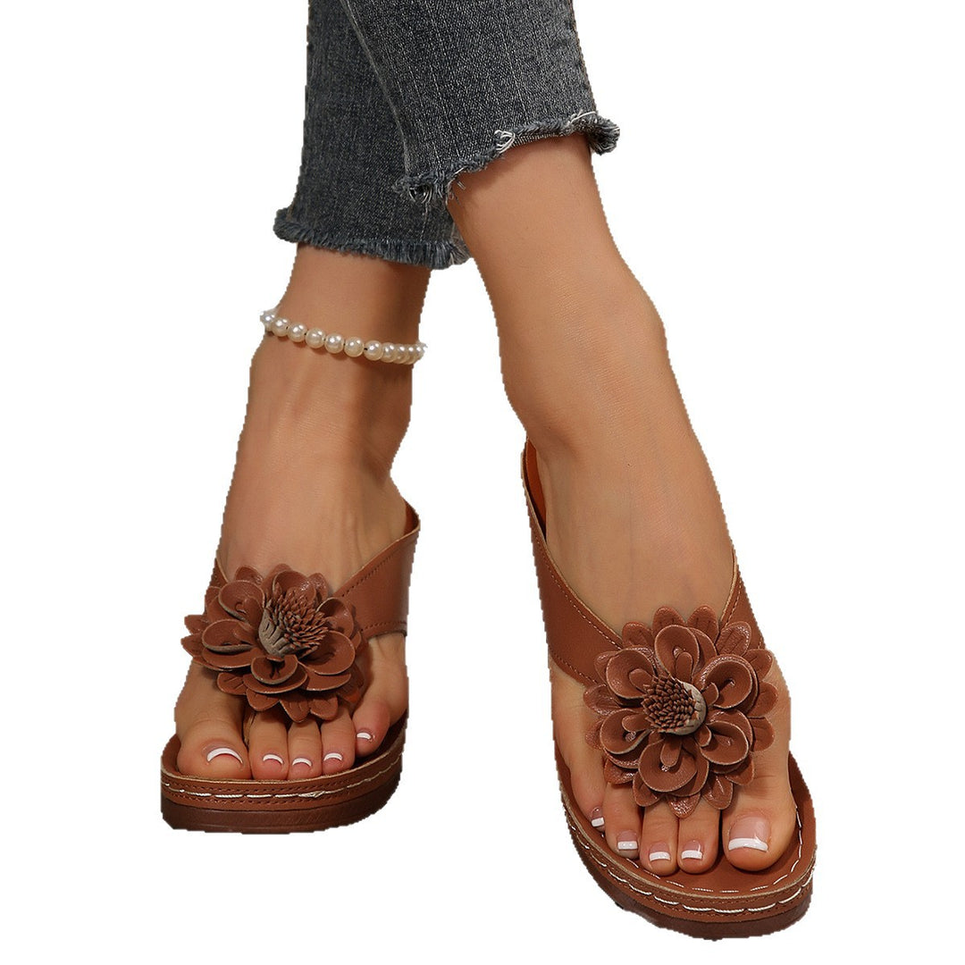 Damen Wedge-Pantoletten mit floralem Dekor und komfortablem Blockabsatz EB