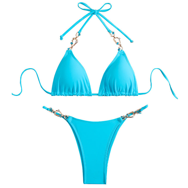 Damen Triangel-Bikini mit schimmernden Anhängern EB