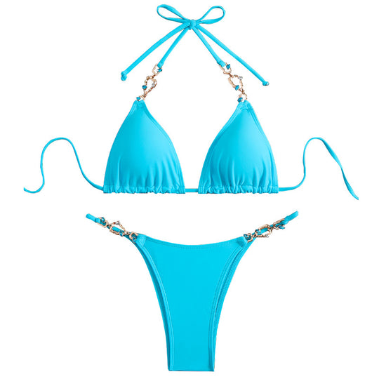Damen Triangel-Bikini mit schimmernden Anhängern EB