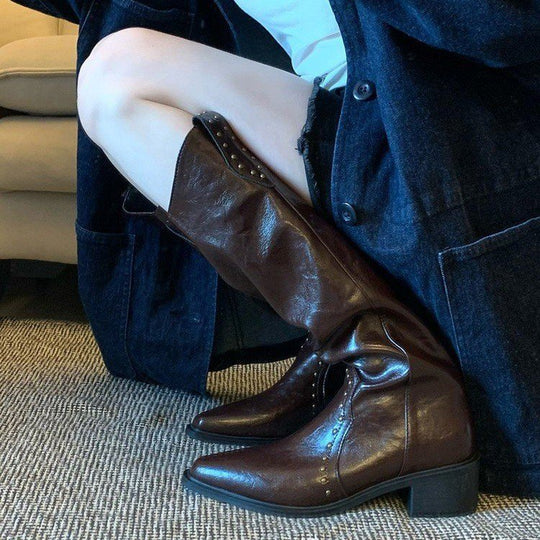 Damen Cowboy-Stiefel mit dekorativen Nieten EB