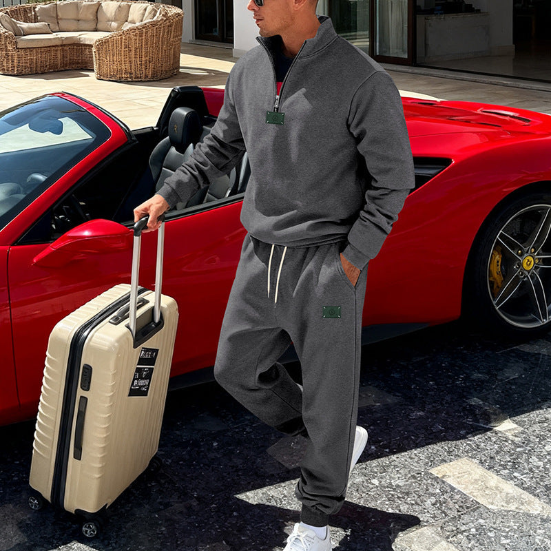 Herren nan komfortables Halbzip-Sweatset mit tapered Jogginghose und elastischem Tunnelzug EB