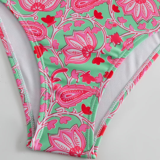 Damen Einteiliger Badeanzug mit floralem Design und modischen Trägern EB