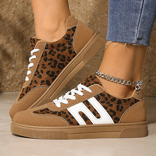 Damen Sneakers im eleganten Leo-Design mit abriebfester Sohle und atmungsaktiver Konstruktion EB