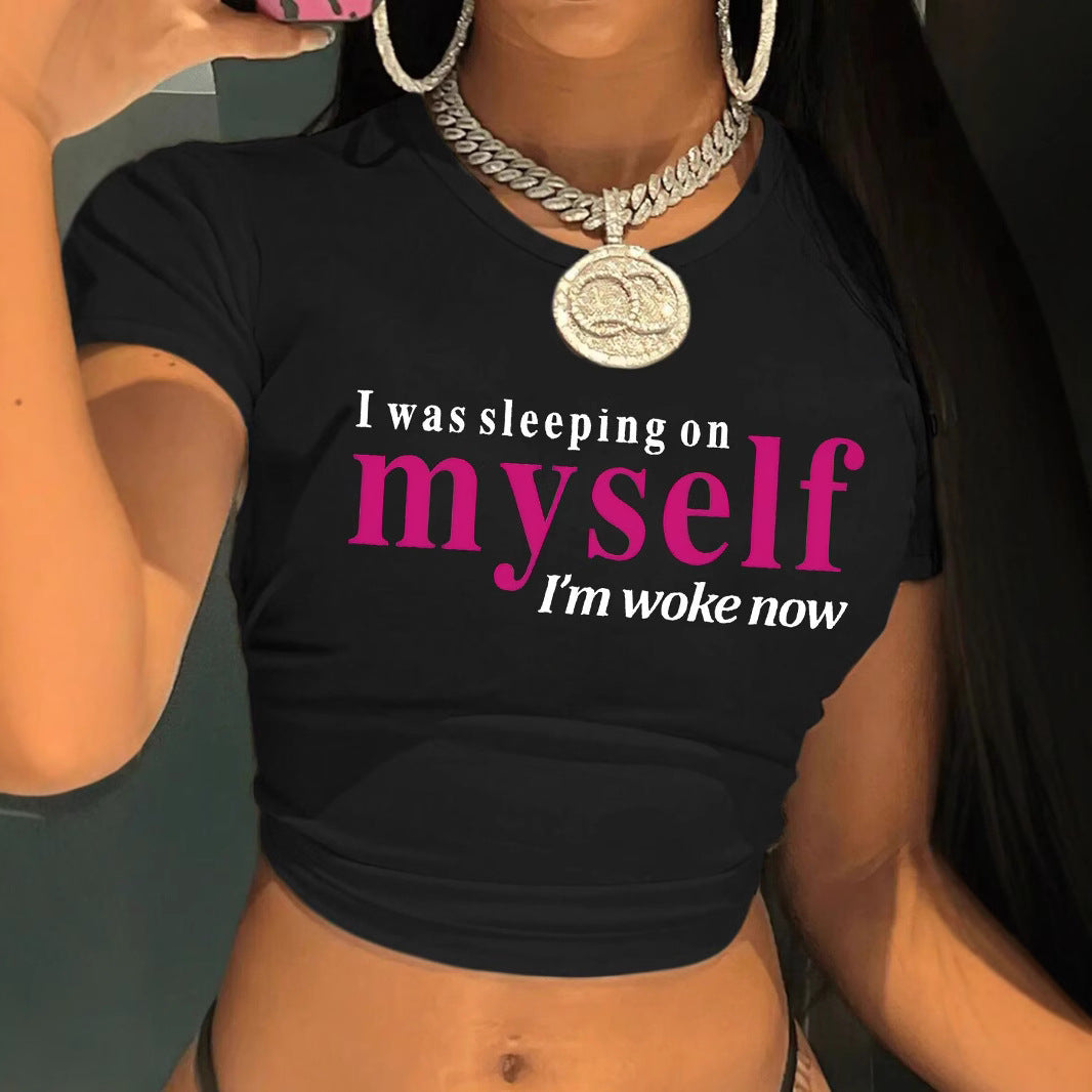 Damen Crop-T-Shirt mit motivierendem Schriftzug EB