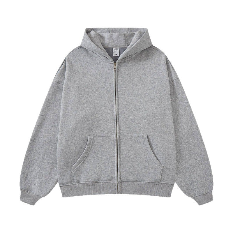 Unisex nan Kapuzen-Sweatjacke mit durchgehendem Reißverschluss, oversized Passform und Kängurutaschen EB