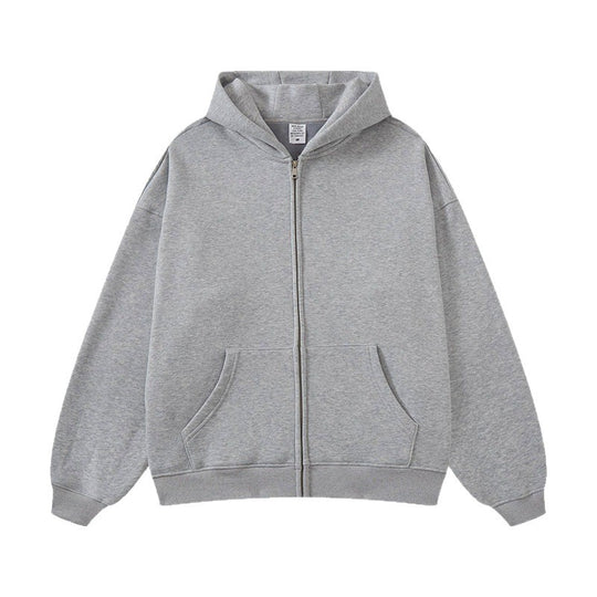 Unisex nan Kapuzen-Sweatjacke mit durchgehendem Reißverschluss, oversized Passform und Kängurutaschen EB