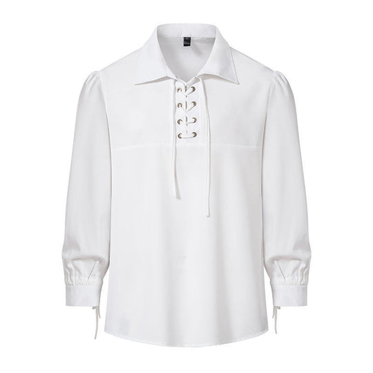 Damen Bluse mit modernem Schnürdesign und lässigen Puffärmeln EB