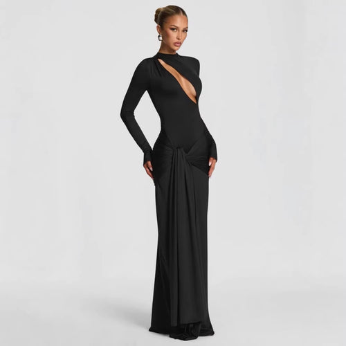 Damen Modisches Maxikleid mit asymmetrischem Ausschnitt EB