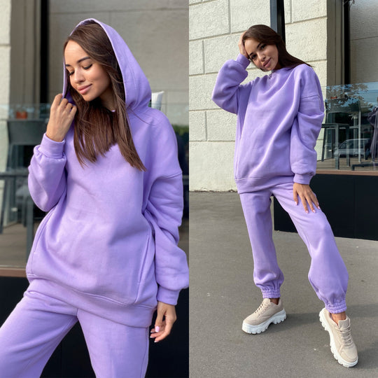 Damen lässiges Hoodie-Set mit elastischer Taillierung und praktischen Taschen EB