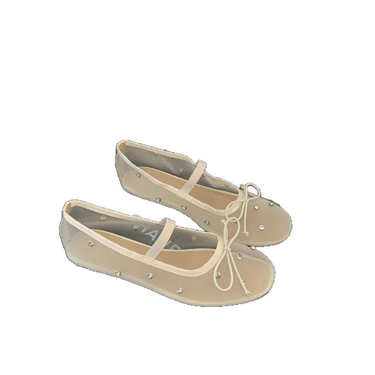 Damen stilvolle und bequeme Ballerinas mit Schmuckdetails EB