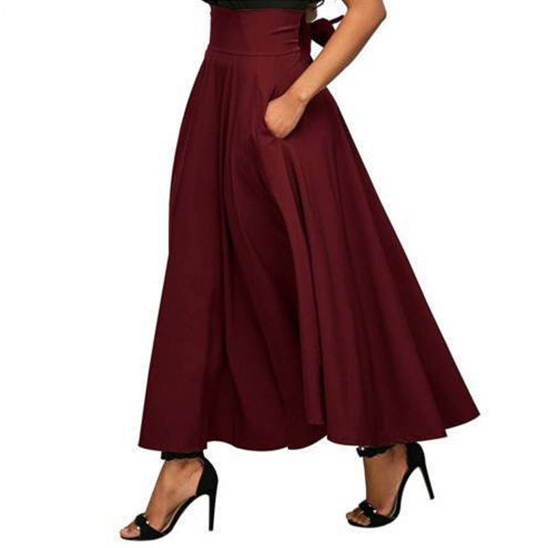 Damen weit geschnittene Palazzo-Hose mit eleganten Taschen und hohem Bund EB