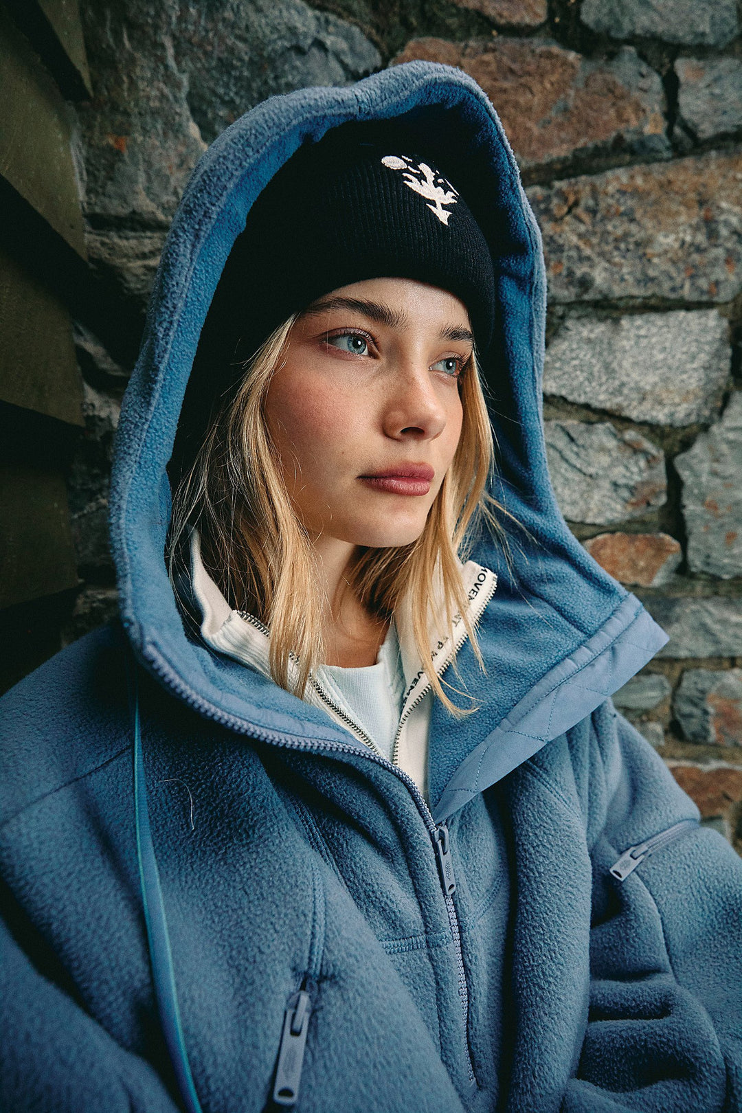 Damen Trendige Fleecejacke mit oversized Kragen EB