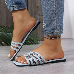 Damen Offene Sandalen mit dekorativen Riemchen EB