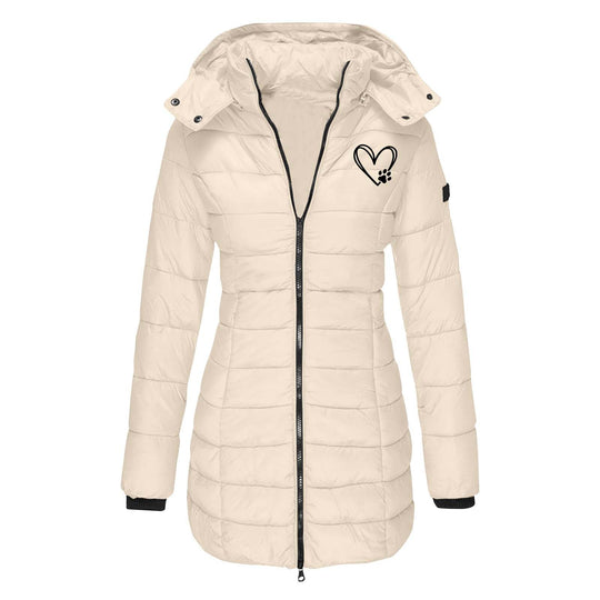 Damen gesteppte Winterjacke mit abnehmbarer Kapuze EB