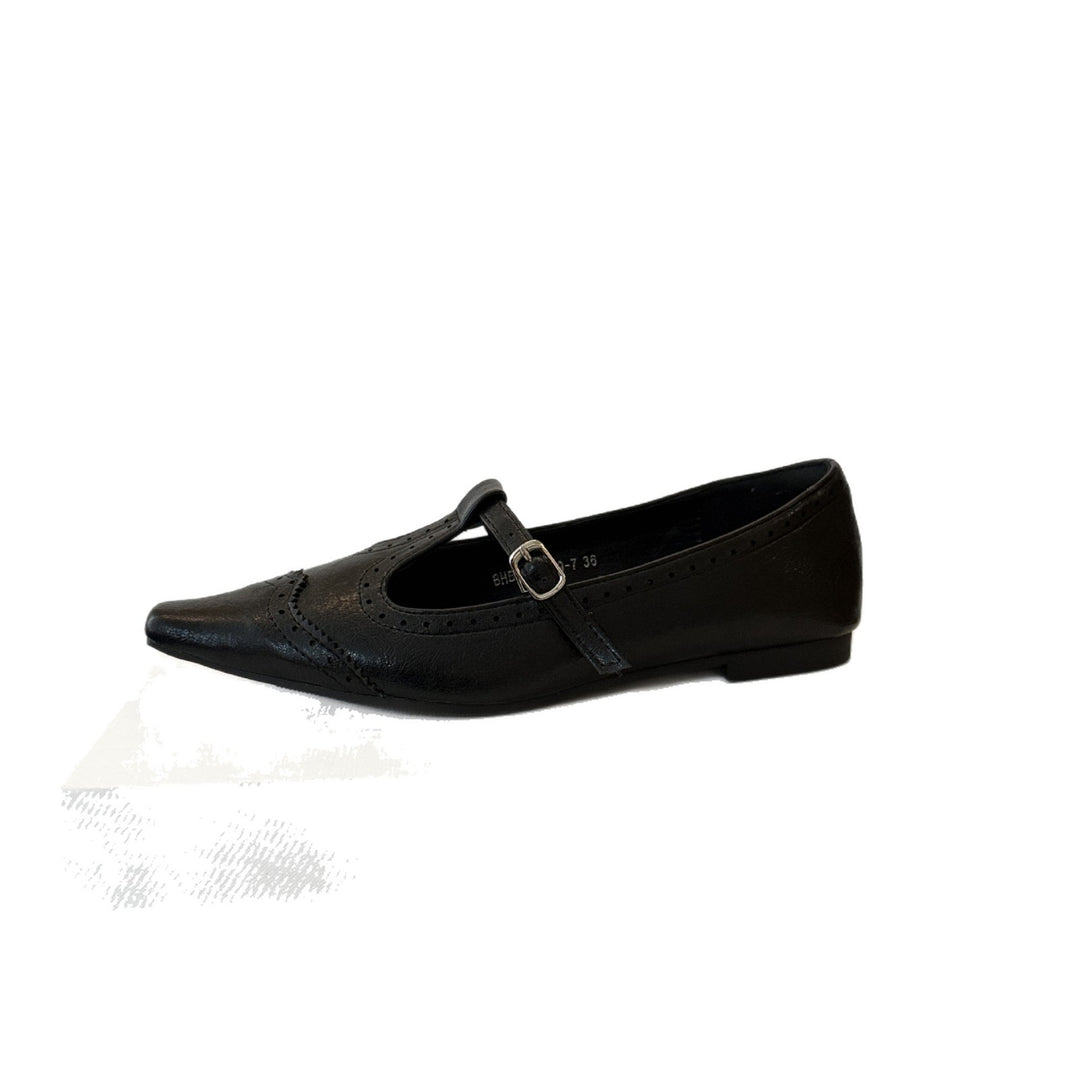 Damen Elegante Mary Jane Ballerinas aus hochwertigem Leder mit modischem Riemchen EB