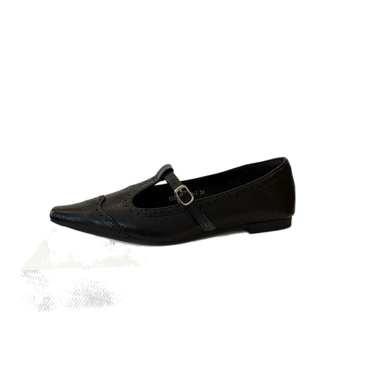 Damen Elegante Mary Jane Ballerinas aus hochwertigem Leder mit modischem Riemchen EB