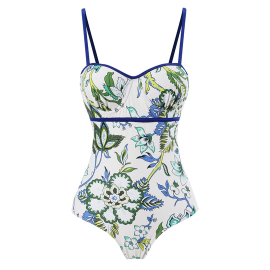 Damen Einteiler Badeanzug mit elegantem Wickelrock EB