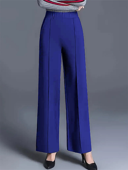 Damen Hochtaillierte Palazzo-Hose mit seitlichen Falten EB