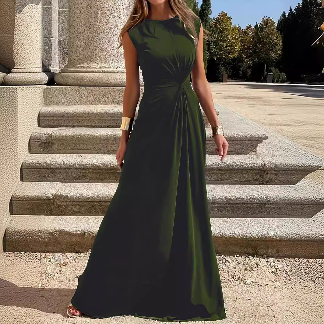 EB | Elegantes Langkleid mit Langen Ärmeln, Revers und Unifarbenem V-Ausschnitt für Damen