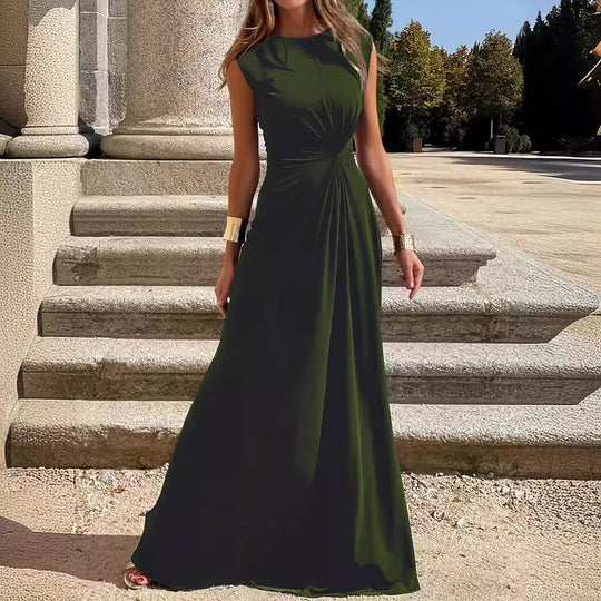EB | Elegantes Langkleid mit Langen Ärmeln, Revers und Unifarbenem V-Ausschnitt für Damen