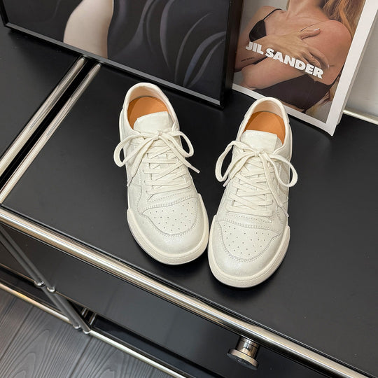 Damen sportive Sneaker aus hochwertigem Leder mit atmungsaktiver Mesh-Zunge EB