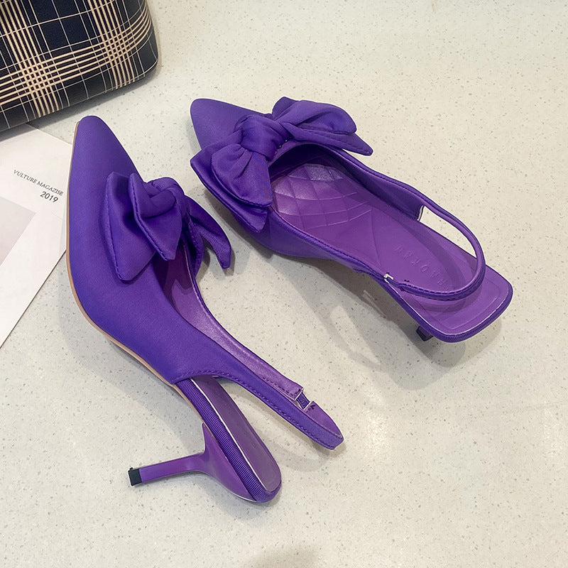 Damen elegante Slingback-Pumps mit modischem Schleifen-Detail und komfortablem Blockabsatz EB