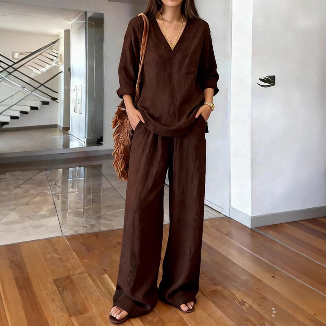 Damen Bequeme Leinen-Hose mit lässigem Schnitt und praktischen Taschen EB
