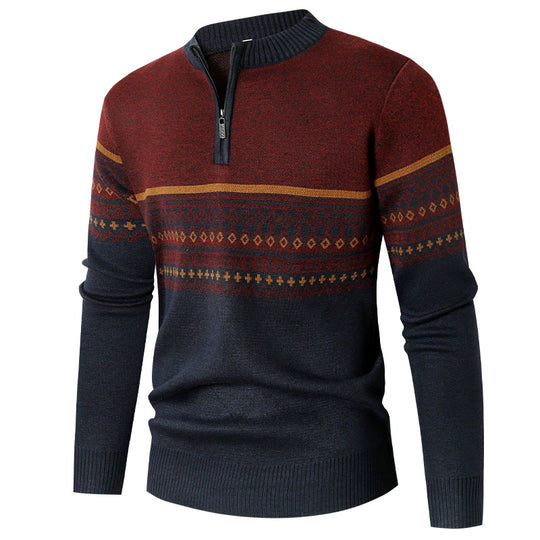 Herren Pullover mit modernem Reißverschluss und geometrischem Muster EB