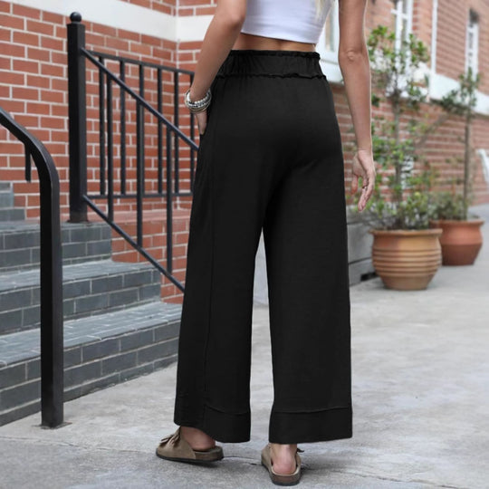 Damen Modische Palazzo-Hose mit elastischem Bund und praktischen Taschen EB