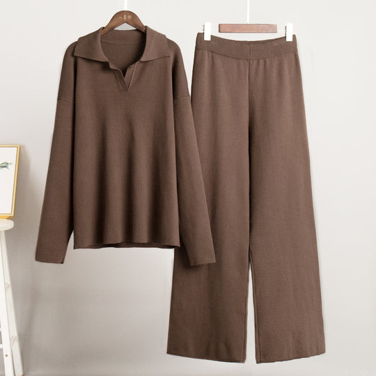 Damen Lässiges Poloshirt undweite Leggings Set EB
