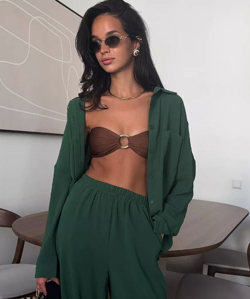 Damen Lässige Hemdbluse aus leichtem Material EB