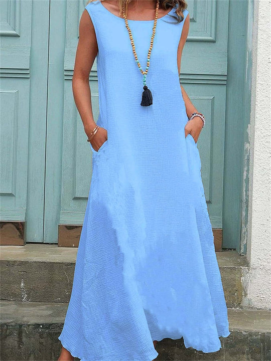 Damen Maxikleid mit praktischen Taschen und fließendem Schnitt EB